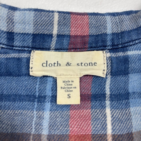 Anthropologie~ Cloth & Stone Women’s Small Soft Long Sleeve Plaid Button Up Top - Picture 4 of 12